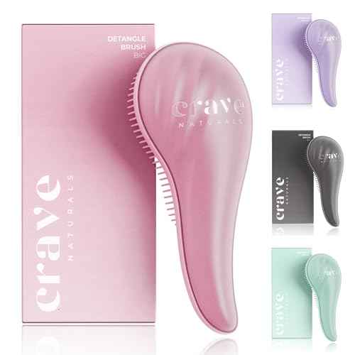 Crave Naturals Detangling Hair Brush Large Pink ? Glide Thru Hair Detangler Brush for Women, Kids & Toddlers ? Gentle Scalp Care, No-Pain Tangle-Free Hairbrush for All Hair Types