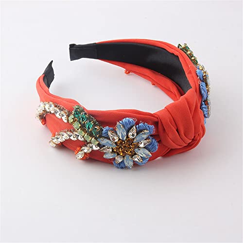 QTMY Rhinestone Crystal Headbands for Women,Hair Hoop Accessories Headwear Jewelry,522 (Red1)