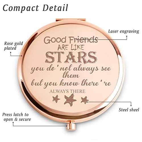 Friendship Gifts for Women Girls, Personalized Gifts for Best Friends Female Bestie BFF, Custom Compact Mirror for Christmas, Stocking Stuffers, Secret Santa, Birthday