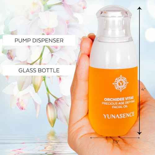 YUNASENCE ORCHIDEE VITAE Precious Organic Anti-Aging Facial Oil Serum, Face oil with Orchid Flower, Argan, Maracuja, Papaya, Vitamin C, 1oz
