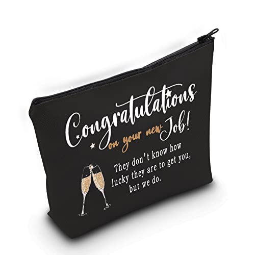 ZJXHPO New Job Gift Congratulations On Your New Job Cosmetic Bag Best of Luck Travel Case Gift Coworker Leaving Gift Makeup Zipper Touch Bag Gift for Colleague (BL new job)