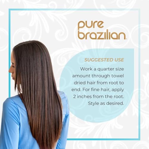Pure Brazilian Anti-Frizz Daily Leave-In Serum, Strengthening Hair Treatment, Fortifies & Protects Hair From Heat & UVA/UVB, Pack of 2, 13.5 Ounce (400 Milliliter)