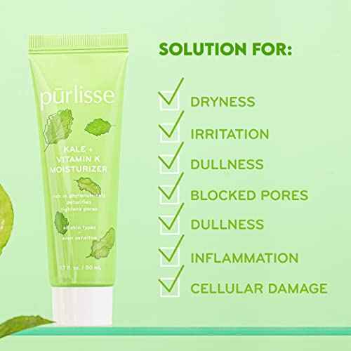 p?rlisse Kale + Vitamin K Hydrating Face Moisturizer - Face Moisturizer for Detoxifying & Pore Tightening - Packed with Antioxidants for Smooth, Radiant & Youthful Skin (1.7 Fl oz)