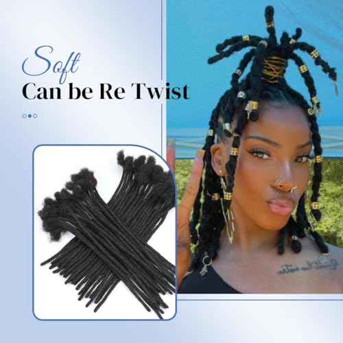 18 inch Loc Extensions Human Hair, 50 Strands Permanent Dreadlock Extension Human Hair 0.4cm Width 100% Full Handmade Dreads Can Be Dyed and Bleached Curled dreads extensions