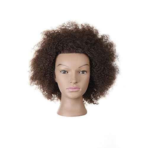 Kalyx Mannequin Head African American with 100% Human Hair Cosmetology Afro Hair Manikin Head for Practice Styling Braiding