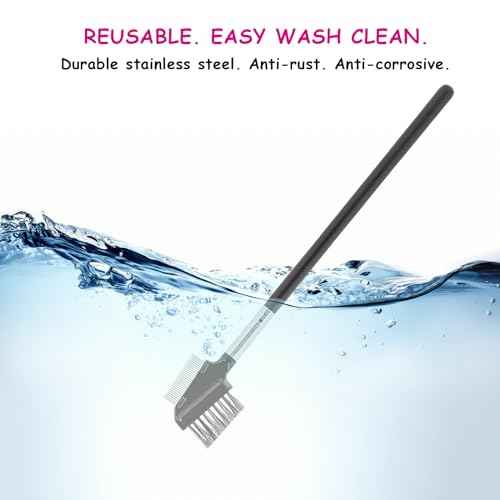 1 Pcs Eyebrow Brush, Metal Eyelash Comb, Resuable Dual Eyebrow Comb, Eye Brow Makeup Brush Eye Lash Comb for Eyelashes Extension (Bristles)