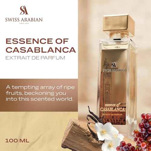 Swiss Arabian Essence of Casablanca - Arabian Perfumes for Women and Men - Long Lasting Extrait de Parfum - Fruity, Amber, Musk Perfume - 3.4 oz