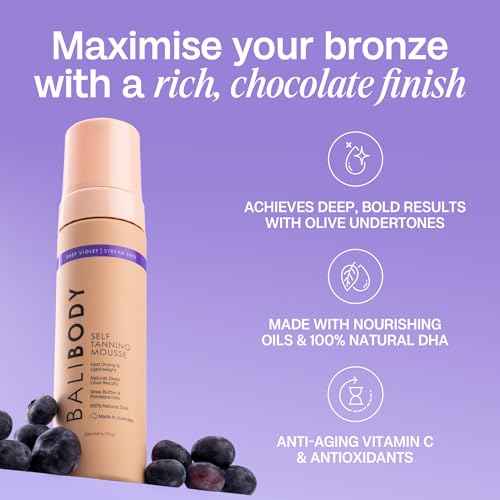 Bali Body Deep Violet Self Tanning Mousse ? Self Tanner Mousse Violet-Based Formula for Dark, Fake Tan with Olive Undertones ? Hydrating, Sunless Tanner for Sensitive Skin ? 200ml / 6.7fl oz