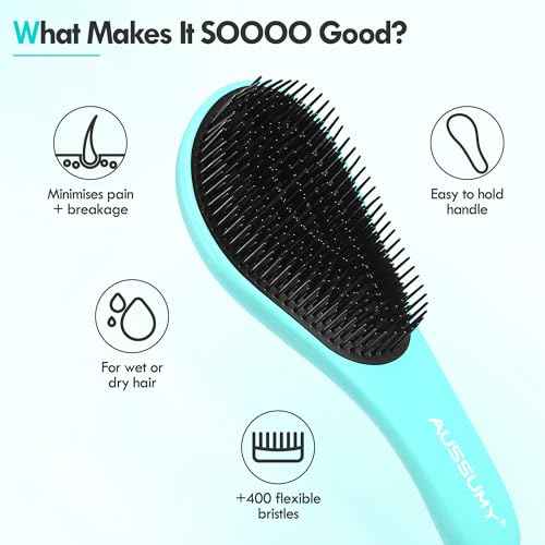 2 Pack Detangling Hair Brush - Detangler Hairbrush with Ultra Soft Bristles for Effortless Tangle Removal - For Dry Wet Damaged Curly Hair for Men Women Girls Boys Kids - Black & Green