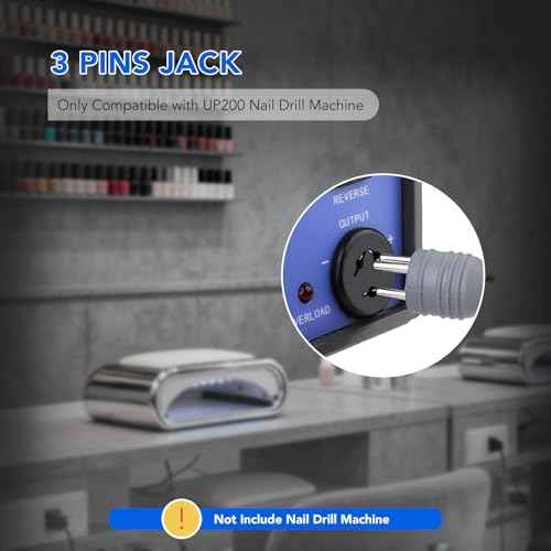 Nail Drill Handpiece for UP200 Machine, 35000RPM Professional Electric Nail File Machine Replacement 3 Pins for Manicure Art Tool, Low Noise and Smooth (Only Handpiece)