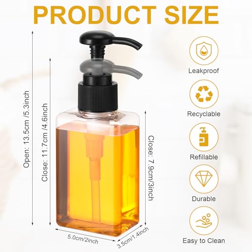 Domensi 24 Pcs 100ml /3.4 oz Pump Bottle Mini Travel Bottles Small Dispenser Bottles Plastic Pump Lotion Dispenser Empty Bottle Square Dispenser Travel Size Containers Toiletries (Whole Black)