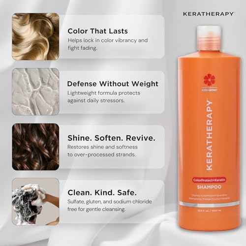 KERATHERAPY Keratin Infused Color Protect Shampoo, 33.8 fl. oz., 1000 ml - Gluten Free Color Protecting Shampoo for Color Treated Hair with Kerabond Technology, Red Raspberry Oil, Omega 3 & 6