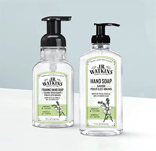 J.R. Watkins Foaming Hand Soap Pump with Dispenser, Moisturizing All Natural Hand Soap Foam, Alcohol-Free, Cruelty-Free, USA Made, Use as Kitchen or Bathroom Soap, Neroli & Thyme, 9 fl oz, 6 Pack