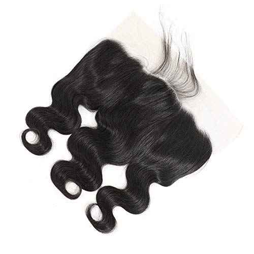 Caijuxing 13 x 6 Lace Frontal Closure Body Wave Frontal 13 x 6 HD Transparent Lace Frontals With Bangs Baby Hair 100% Remy Human Hair 150% Density Natural Color (Black, 10 Inch)