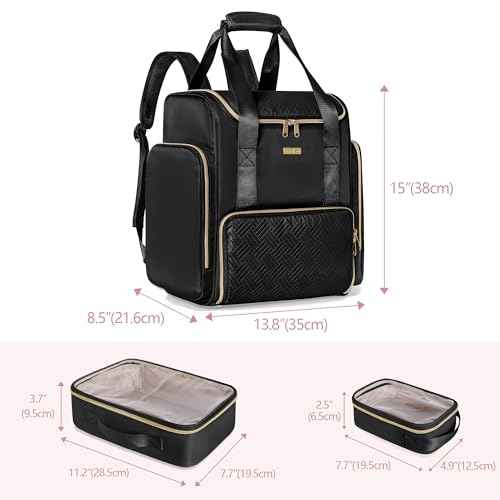 Large Makeup Backpack with 3 Clear Makeup Bags, Double Layers Professional Makeup Travel Case with Brushes Storage Section for Makeup Artists