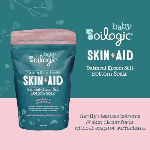 Oilogic Oatmeal Epsom Salt Bath Soak for Babies - Gentle Baby Bath Essentials Soothe & Cleanse Baby Bottoms - Fragrance-Free & Pediatrician-Tested Bathing Skin Care, 16 Oz