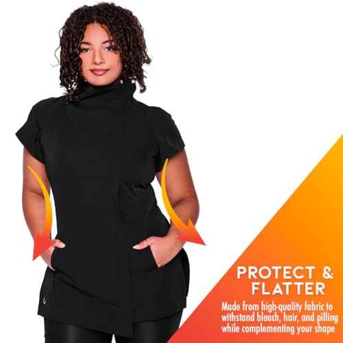 Colortrak Limitless Bleach Proof Work-and-Play Tunic, Hair Repellent, Pill Resistant, Moisture-Wicking 4-Way Stretch Breathable Fabric, Size Large, Black