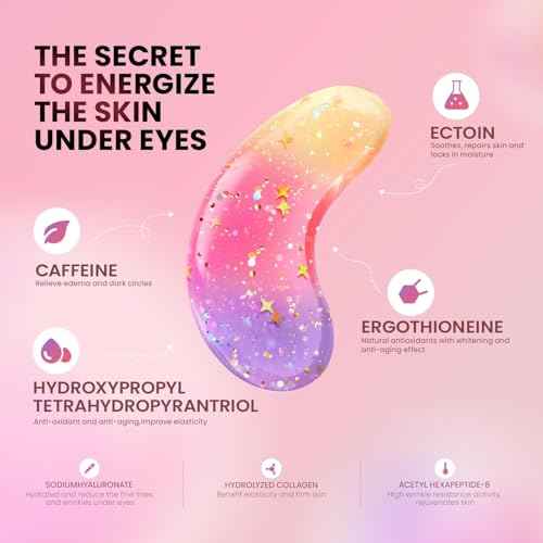 Under Eye Patches (48 Pairs) - New Tri-color Glitter Eye Gel Pads for Dark Circles Puffy Eyes,Under eye Bags,Wrinkles|Natural Collagen Under Eye Mask Patches, Gel Under Eye Patches