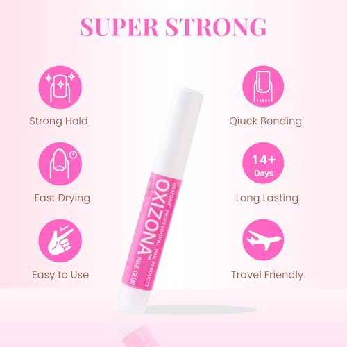 Super Strong Nail Glue for Acrylic Nails Press on Nails Professional Nail Glue for Nail Tips Fake Nails False Nails Long Lasting for Stick On Nails Broken Nails 0.07oz 12pcs