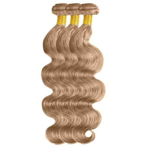 #22 Blonde Bundles Human Hair Body Wave Bundles 16 18 20 Inch Human Hair Weave 3 Bundle Unprocessed Brazilian Virgin Hair Ash Blonde Body Wave Human Hair Extensions 50 Grams/Bundle