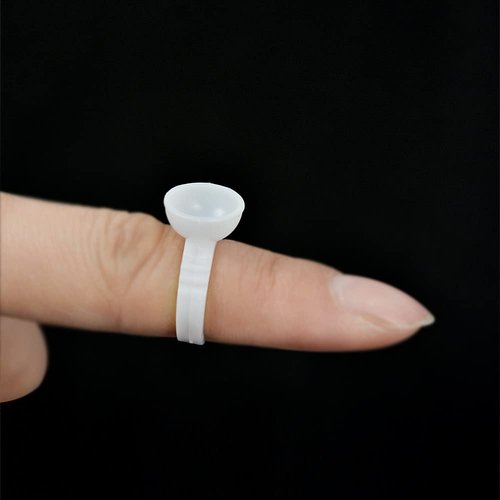 100 Pieces Lashes Glue Ring Cups Tattoo Rings Cups Pigment Glue Holder for Eyelash Extension Nail Art (White Small)