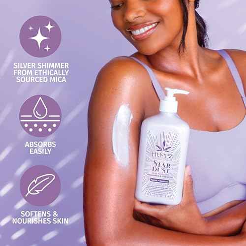Hempz NEW Star Dust Body Lotion, Iridescent Glow Shimmer, Passionfruit and Wild Orchid, Hydrating and Nourishing Moisturizer, 17 oz.