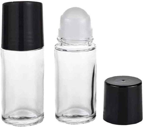Juroicessry 2Pcs Black 30ML Clear Empty Glass Essential Oil Roller Bottles Vials Containers Refillable Roll-on Bottle,Refillable Cosmetic Containers Refillable,Roller Bottles,Tools and Accessories