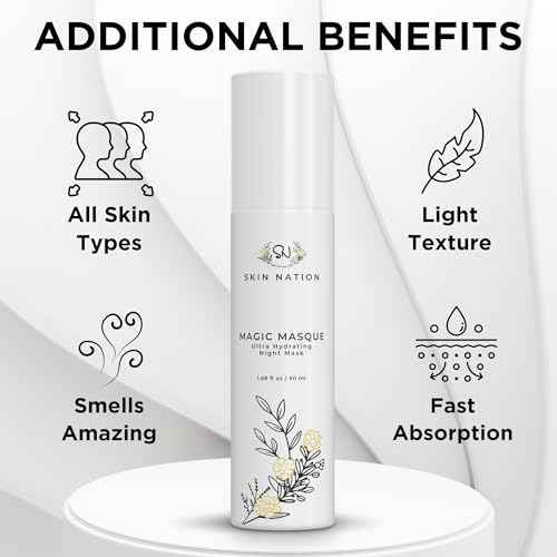 Skin Nation Magic Masque, Hydrating Night Mask with Hyaluronic Acid & Botanicals, Plant-Based Overnight Mask for Dry Skin, Smooth Texture & Radiant Glow, 1.69 fl oz