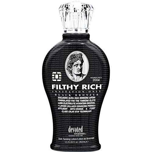 Devoted Creations Filthy Rich - Luxurious Dark Bronzing Formula with Anti-Orange Technology and High Levels of DHA, Natural, & Cosmetic Bronzers for Immediate Color 12.25 oz.