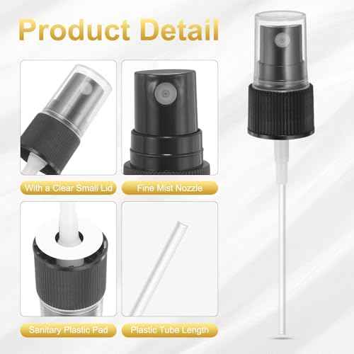 uxcell 50 Pcs Black Spray Top, 20/410 Fine Mist Sprayer Reusable Replacement Spray Bottle Pump Plastic Top for Cosmetic Perfume and Body Sprays Bottle