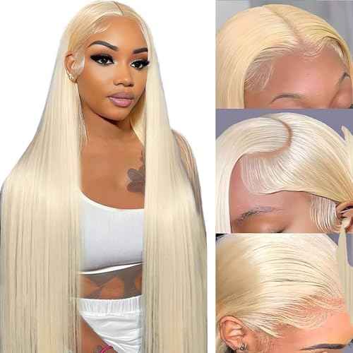 30 Inch 613 13x6 Lace Front Wig Human Hair Straight Blonde Wig Human Hair 613 HD Transparent Lace Frontal Wigs Pre Plucked with Baby Hair 200 Density Blonde Wigs for Women