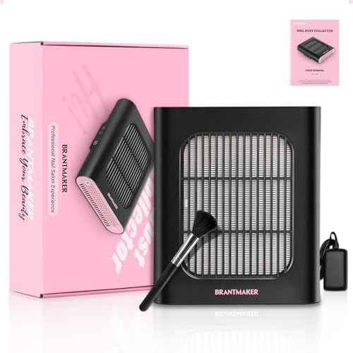 Nail Dust Collector, Dust Collector nail tech with Brush and Reusable Filter, 2 Modes Profesional Nail Vacuum, Fan Vent Nail Dust Extractor (Black& Pink)
