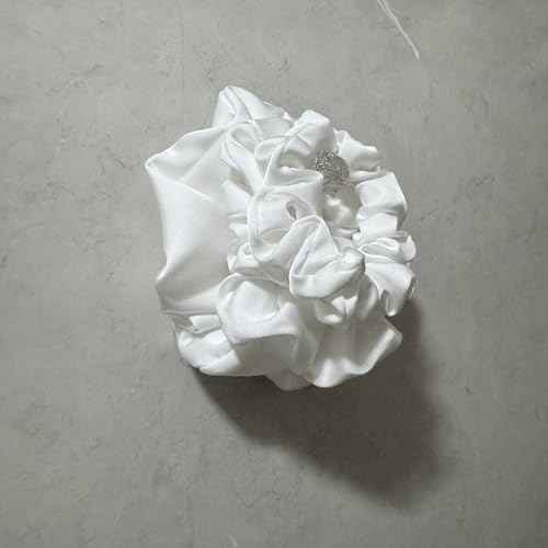 3 Pieces Satin Scrunchies Set for Hair No Crease Elastic Hair Ties for Women and Girls (White)