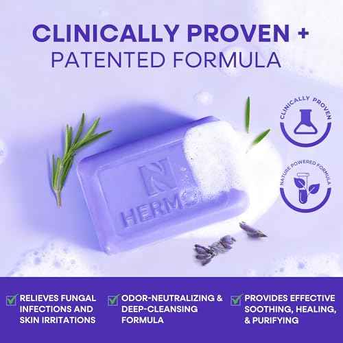 Hermon Antifungal Soap with Tea Tree Oil: Antifungal Bar Soothing Care & Relief of Itchy for Ringworm Jock Itch Tinea Versicolor Athletes Foot - Body & Face Wash - Lavender