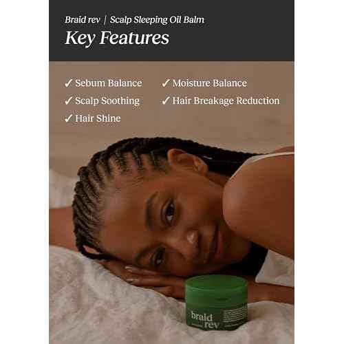 Braid Rev Scalp Sleeping Oil Balm, Korean Scalp Treatment, Balm-to-Oil Formula, Nourishing for Dry Scalp with Coconut Oil & Shea Butter, Reduces Excess Oil & Strengthens Hair Roots, 2.65 oz