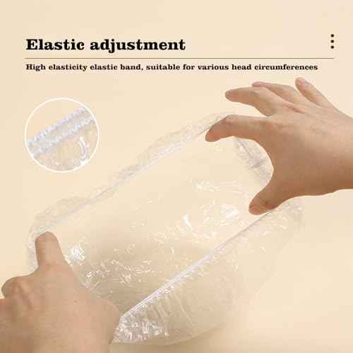 200 PCS Disposable Shower Caps Thickened Waterproof Hair Bath Caps for Women Men Girls Travel Spa Hotel Home Use Salon - Multi-Purpose Elastic Plastic Shower Caps, Essentials Accessories 18.1" (Clear)
