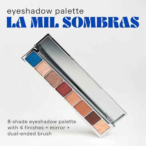 SARELLY, La Mil Sombras Palette, 8 Shades & 4 Finishes, with Mirror and Makeup Brush, Sarelly Creative Lab