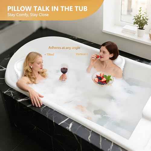 Inflatable Bath Pillows for Tub - Adjustable Firmness Silicone Bathtub Pillow for Neck-Relaxing & Epsom Salt Soaking, Bath Pillow for Head & Back Support Cushion, Spa Gifts for Women, Parent