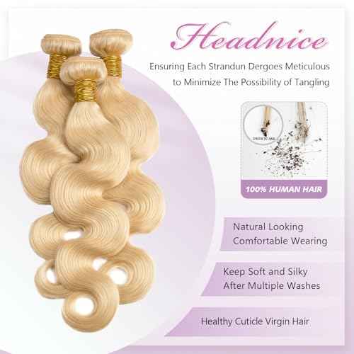 613 Bundles Human Hair Body Wave 16 18 20 Inch Blonde Human Hair 3 Bundles 12A Grade 100% Unprocessed Brazilian Virgin Hair 613 Body Wave Bundle 300G Machine Double Weft