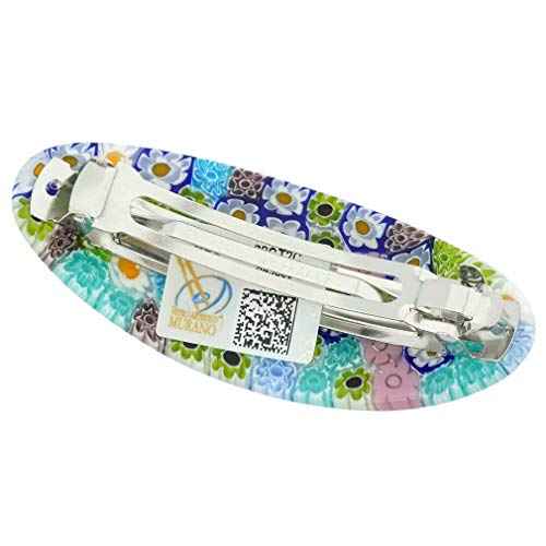 Glass Of Venice Murano Glass Millefiori Oval Hair Clip - Pastels