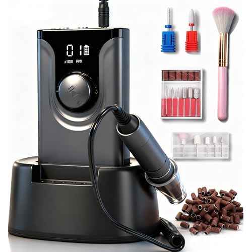 ?Lumcrissy Professional Nail Drill ,Electric Nail File Machine Nails Drill Kit ,Rechargeable Drill Bit Nail File Buffer Tools for Salon Manicure Pedicure