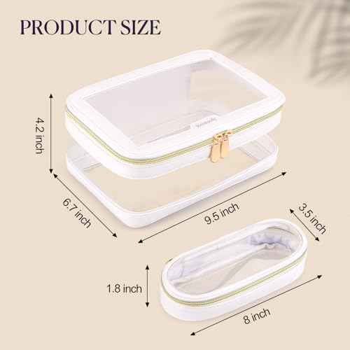 Clear Makeup Bag, Travel Cosmetic Case Toiletry Bag, Make up Organizer for Women, Portable Car Organizer Bag Fit Carry-on Travel Essentials (White)