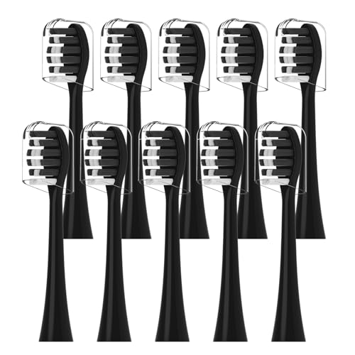 Toothbrush Heads Replacement Compatible with Gleem Electric Toothbrush - Brush Heads Refills Compatible with Gleem, Black, 10 Count