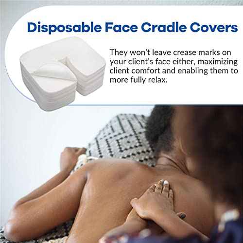 500 Count Disposable Face Cradle Covers, Medical-Grade, Ultra Soft, Luxurious, Non-Sticking Massage Face Covers, Headrest Covers for Massage Tables & Massage Chairs