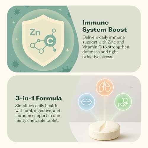 OralBiome 365 3-in-1 Chewable Oral Probiotics for Breath, Immune & Gut Health | Supports Teeth & Gums, Boosts Digestion & Immunity | with Zinc & Vitamin C | Vanilla Mint, 90 Servings