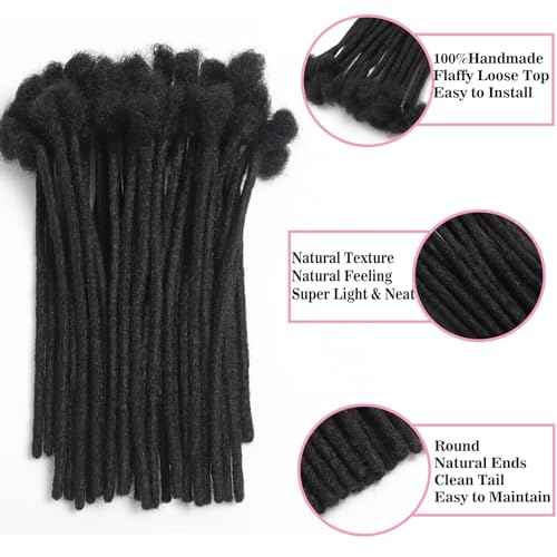 Loc Extension Human Hair 0.8cm Width 8inch 30 Strands 100% Full Handmade Permanent Dreadlock Extension Human Hair for Women/Men/Girl Can Be Dyed Bleached Curled (0.8cm,8Inch,30Strands£¬ Natual Black)