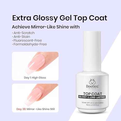 Beetles Gel Nail Glue Kit, 15ml Nail Glue Builder & Extra Glossy Top Coat Gel Nail Polish 3 Pcs Soak Off UV Kit for Long-Lasting Shine, Manicure Nail Art Design Diy at Home Gifts for Women