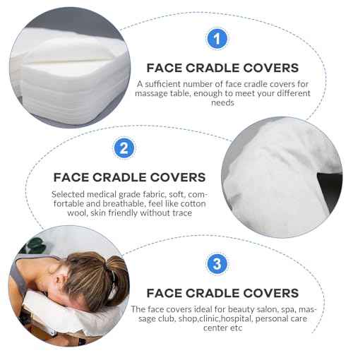 500 Count Disposable Face Cradle Covers, Medical-Grade, Ultra Soft, Luxurious, Non-Sticking Massage Face Covers, Headrest Covers for Massage Tables & Massage Chairs