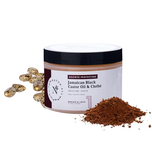 NaturAll Jamaican Black Castor Oil & Chebe Braiding Gel ? Protective Hair Braiding Gel for Locs, Edge Control, Taming Frizz & Twisting? Strong Hold Braid Balm for Dreadlocks, Retwists No Flaking 8 Oz.