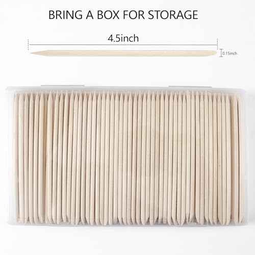 360PCS Orange Sticks for Nails in a Case - 4.5 inch Double Sided Wooden Cuticle Pusher Sticks for Nail Art, Manicure & Pedicure - Wood Sticks for Waxing